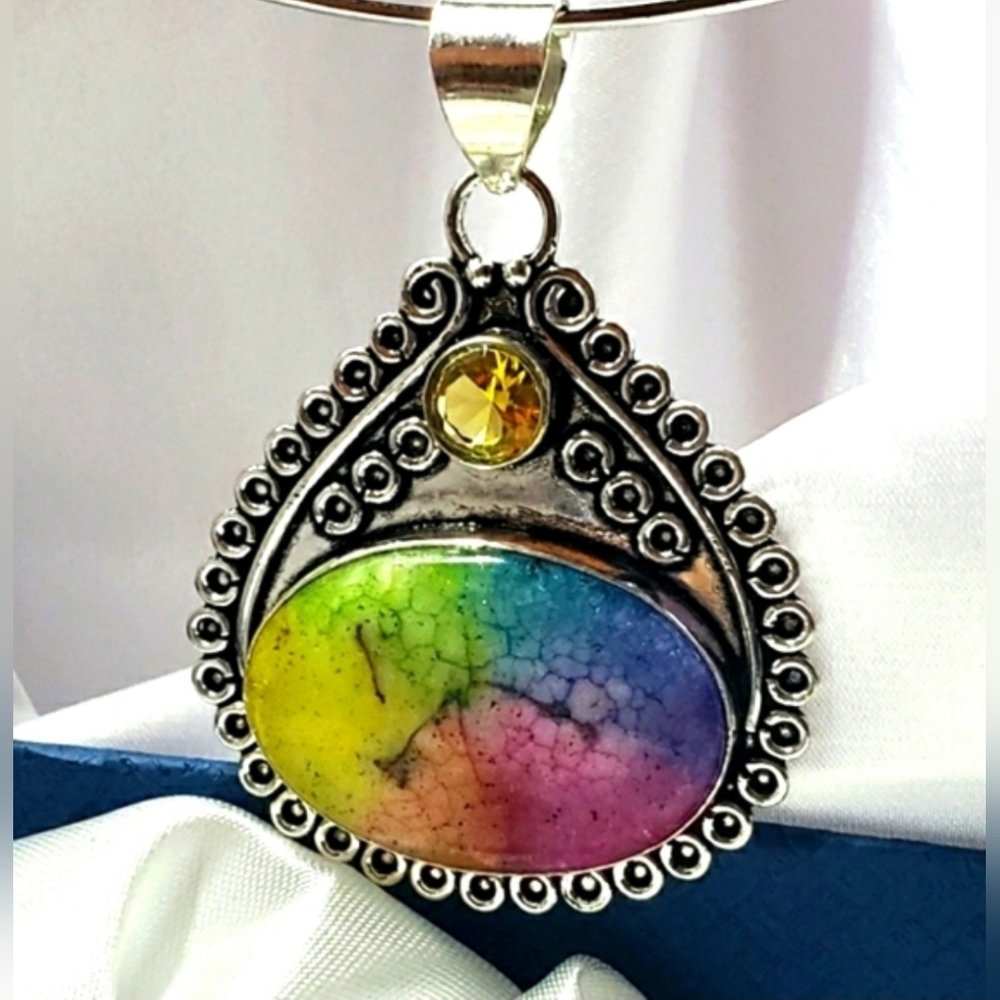Colorful Agate International Silver Choker.